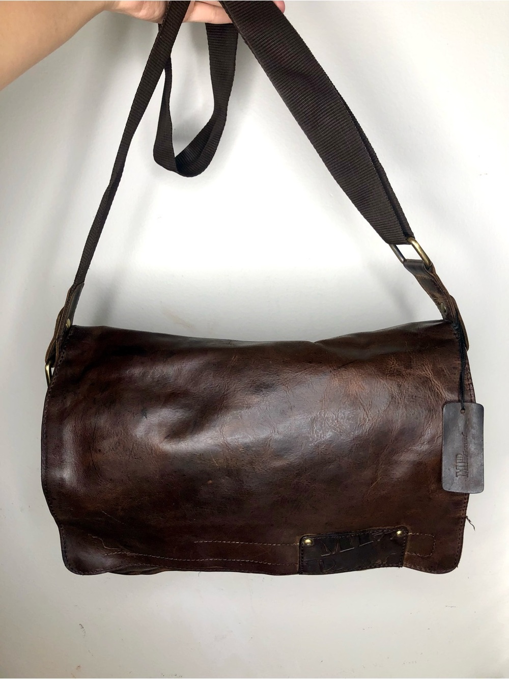 Vintage Brown Leather messenger Bag